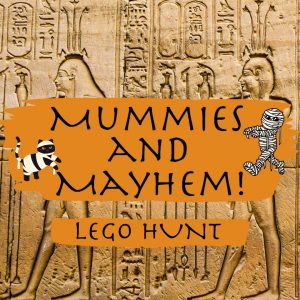 Promotional tile for Mummies and Mayhem lego hunt